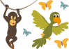 Sticker singe et perroquet