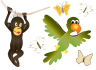 Sticker singe et perroquet de la jungle