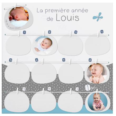 VOSAREA 1 cadre photo de première année de bébé, cadre photo de collage  pour souvenir de la première année de bébé, cadre photo de croissance de 12