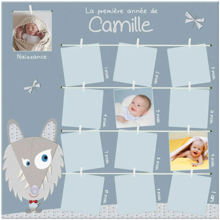 Acheter Tableau 12 mois cadre photo bébé calendrier carte première année  cadre photo bébé